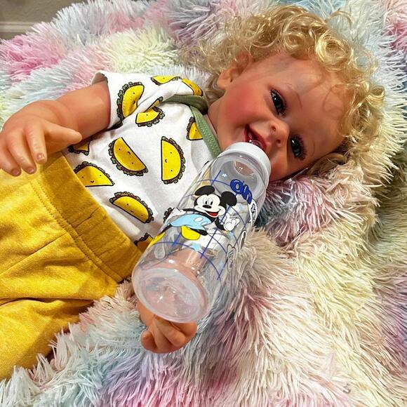 Blonde Full Silicone Vinyl Reborn Baby Boy Doll & Accessories (NWT) - Picture 2 of 8